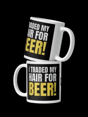 Novelty I Traded My Hair For Beer White Glossy Coffee Tea Mug